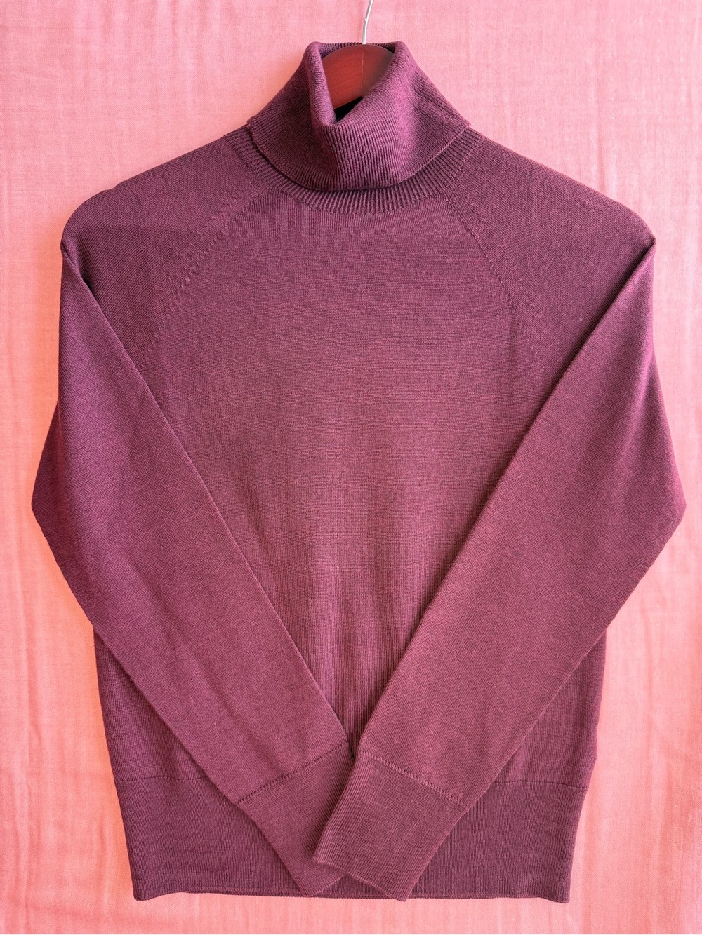 100% Wool Burgundy Turtleneck Sweater